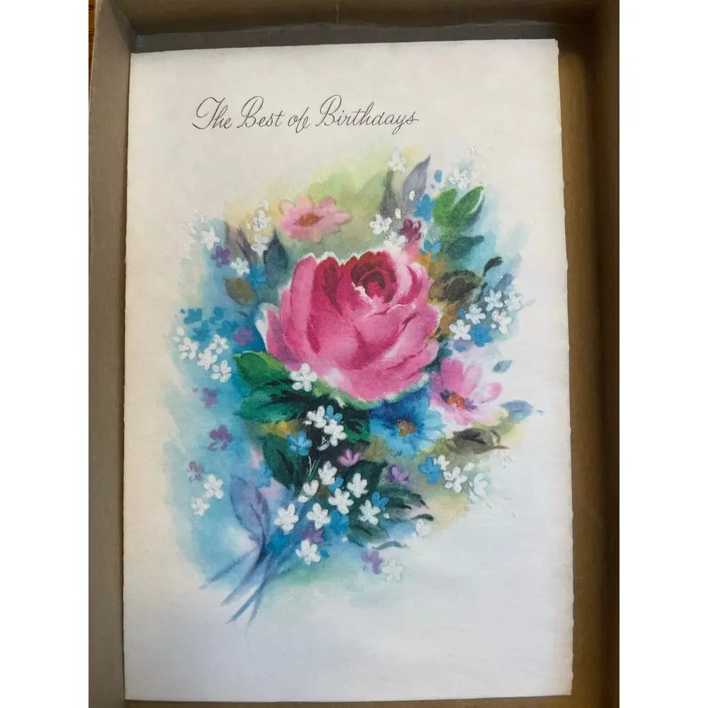 11 Vintage 1950s Greeting Cards Envelopes Original Box Glitter Unused MCM